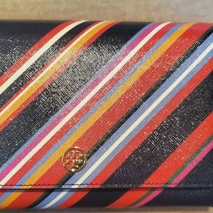Brand new Tory Burch leather striped crossbody bag